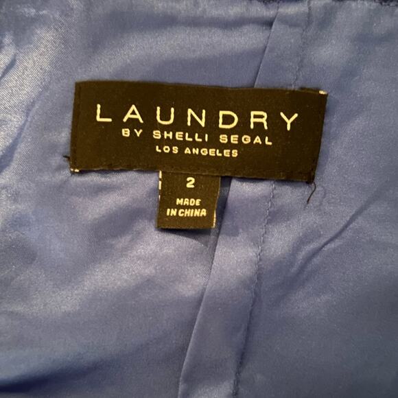 NEW $195 laundry by Shelli Segal geometric lace royal blue knee length dress s 2 - Picture 10 of 12